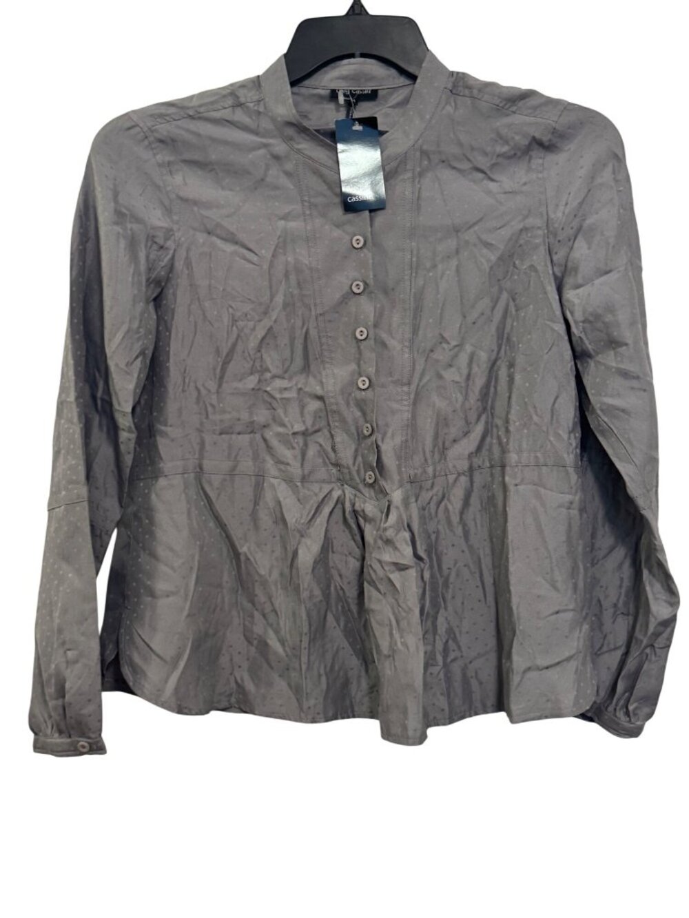Oleg Cassini Womens Gray Button-Front Long-Sleeve Shirt Size M